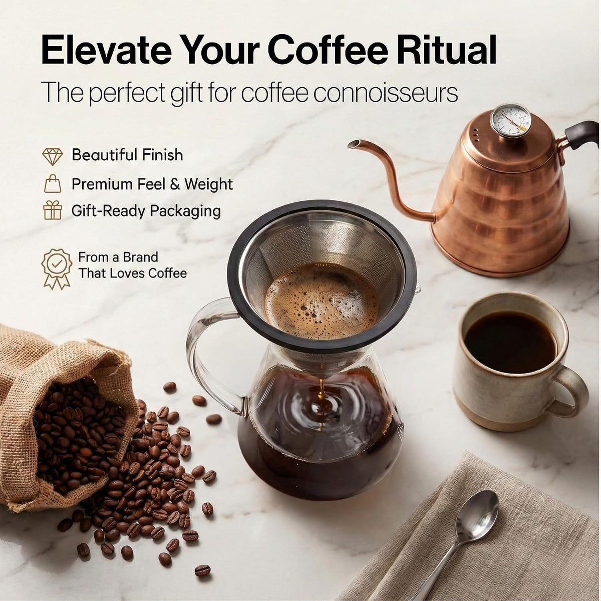 Barista Warrior Reusable Coffee Filter, Pour Over Dripper, Silver