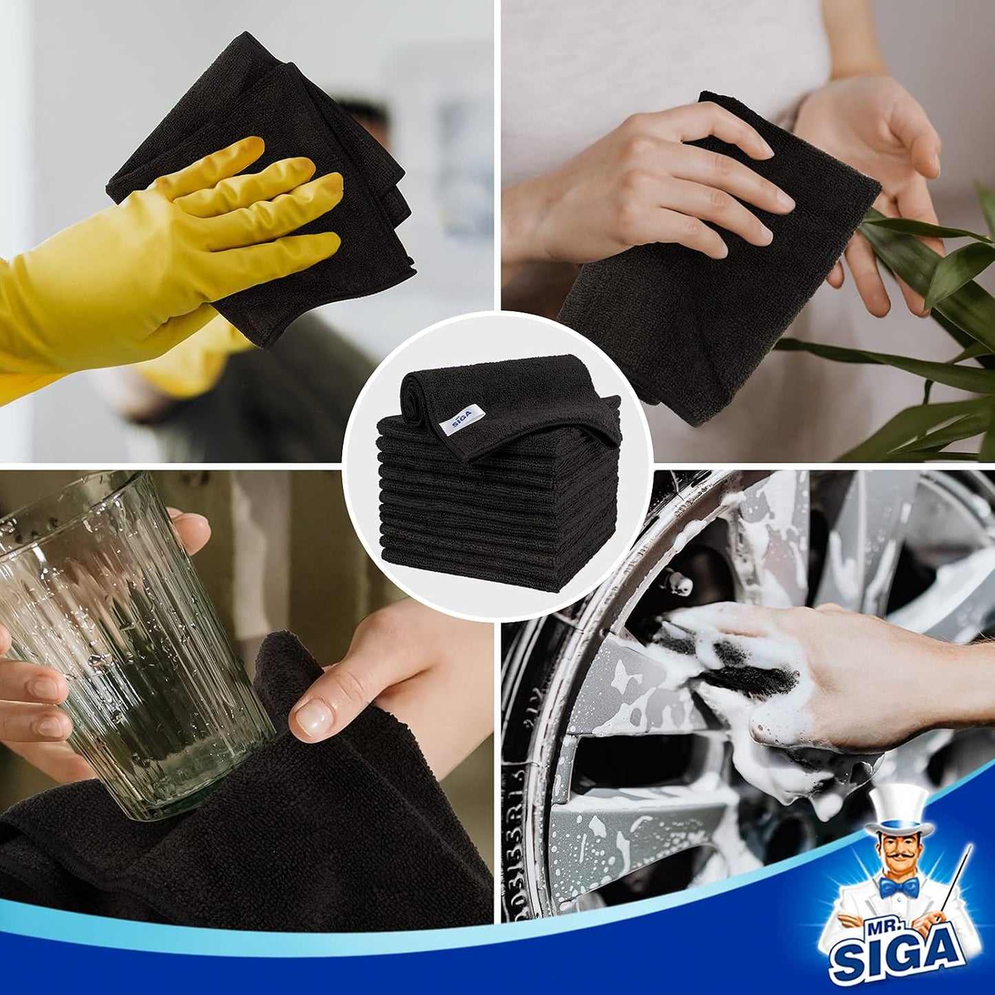 MR.SIGA Microfiber Cleaning Cloths, Streak Free Microfiber Towels, 12 Pack