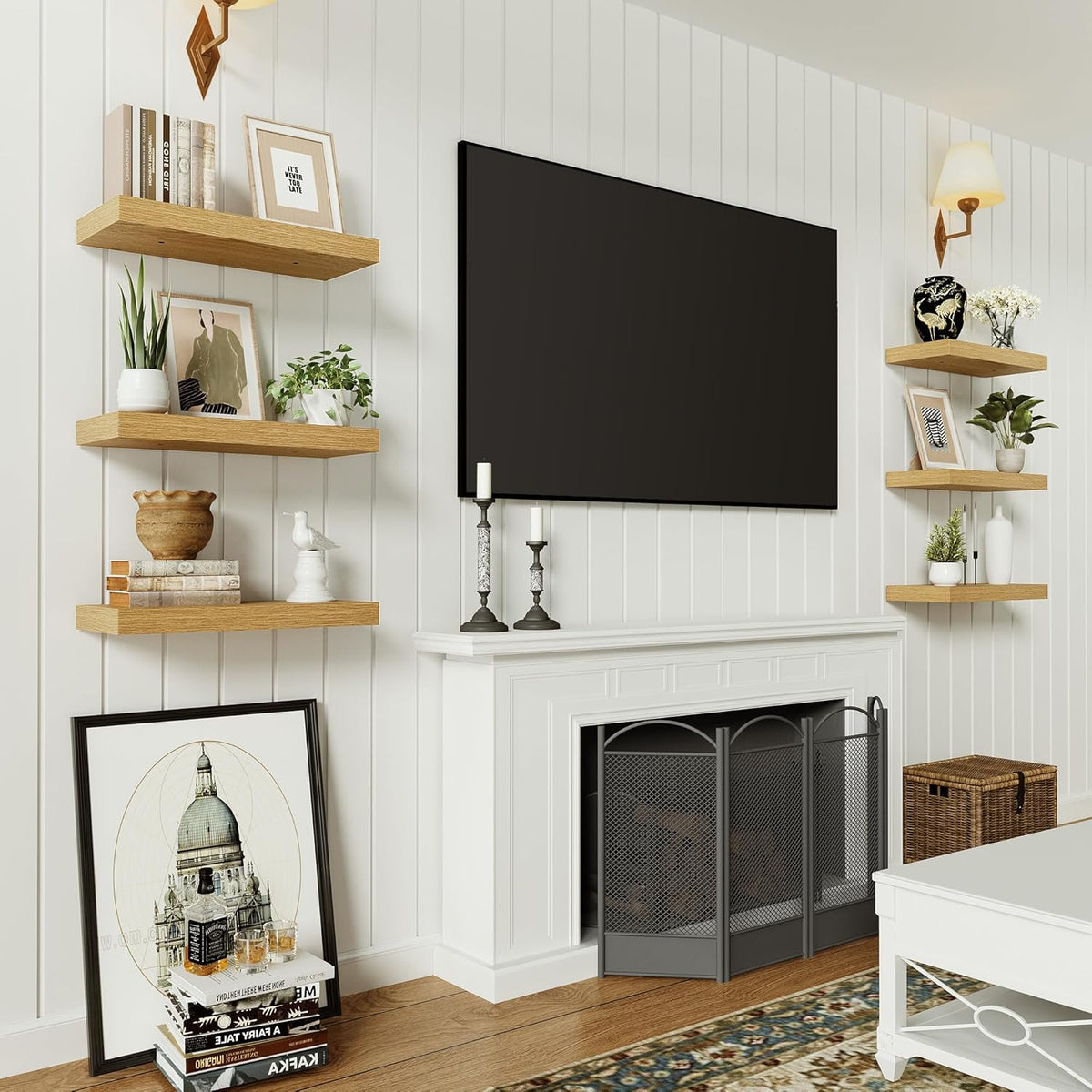 Vivelove Floating Shelves for Wall Mounted, 16 inchs Shelf for Small Bathroom, Bedroom, Living Room, Kitchen, Modern Home