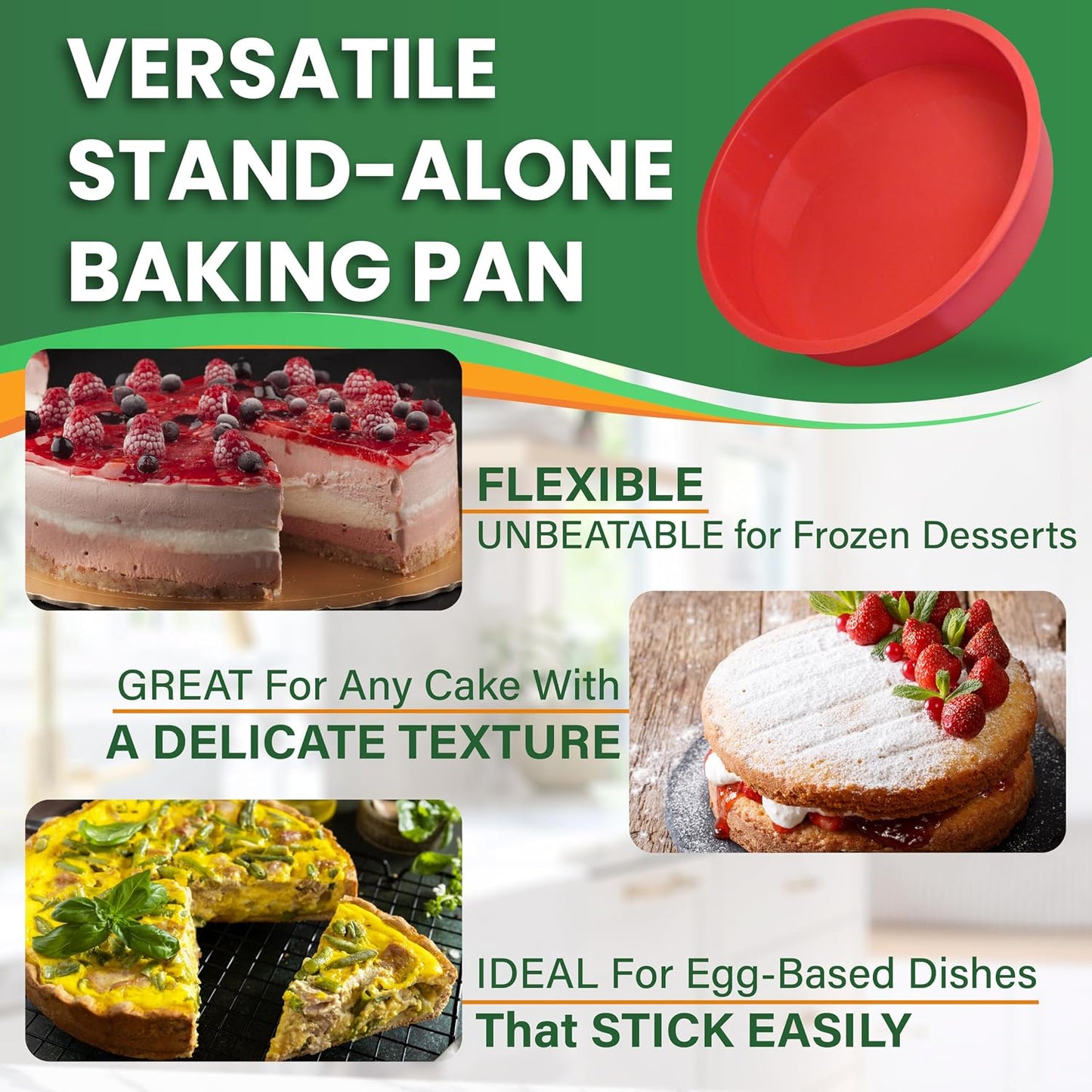 Cheesecake Pan, 9 Inch Springform with 2 REUSABLE NON-STICK Silicone LINERS