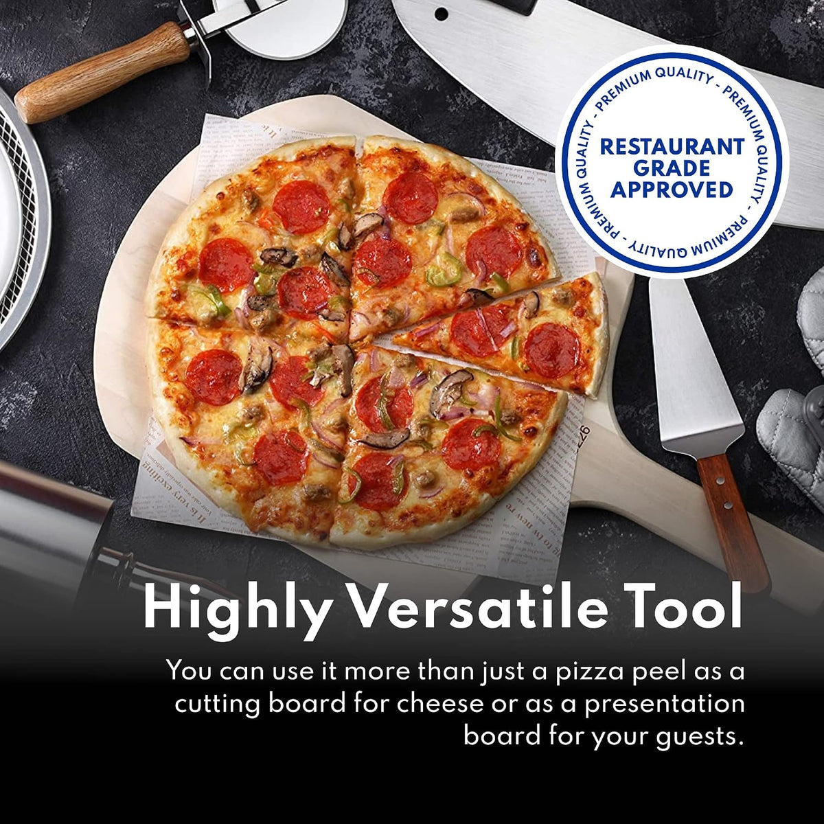 New Star Foodservice 50356 Wooden Pizza Peel, 18" x 18", 42" Overall