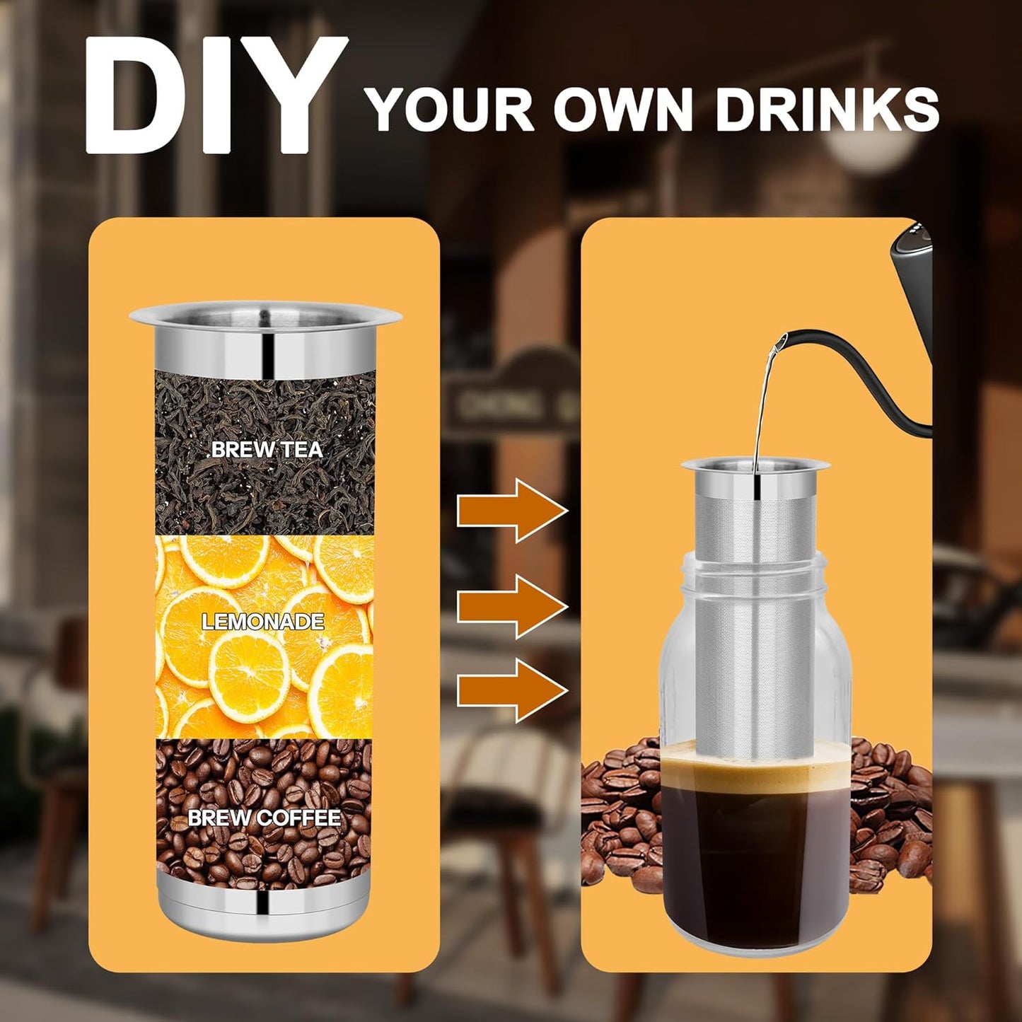 Cold Brew Coffee Filter for 1 Quart Wide Mouth Mason Jar, Double Layer 304 Stainless Steel Filter Ultra Fine Mesh for Cold Brew