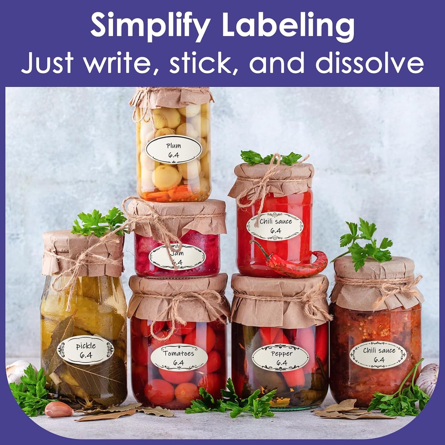 DGBDPACK Water Soluble Canning Labels, 1 x 2 1/8 in for Mason Jars 400 Pack