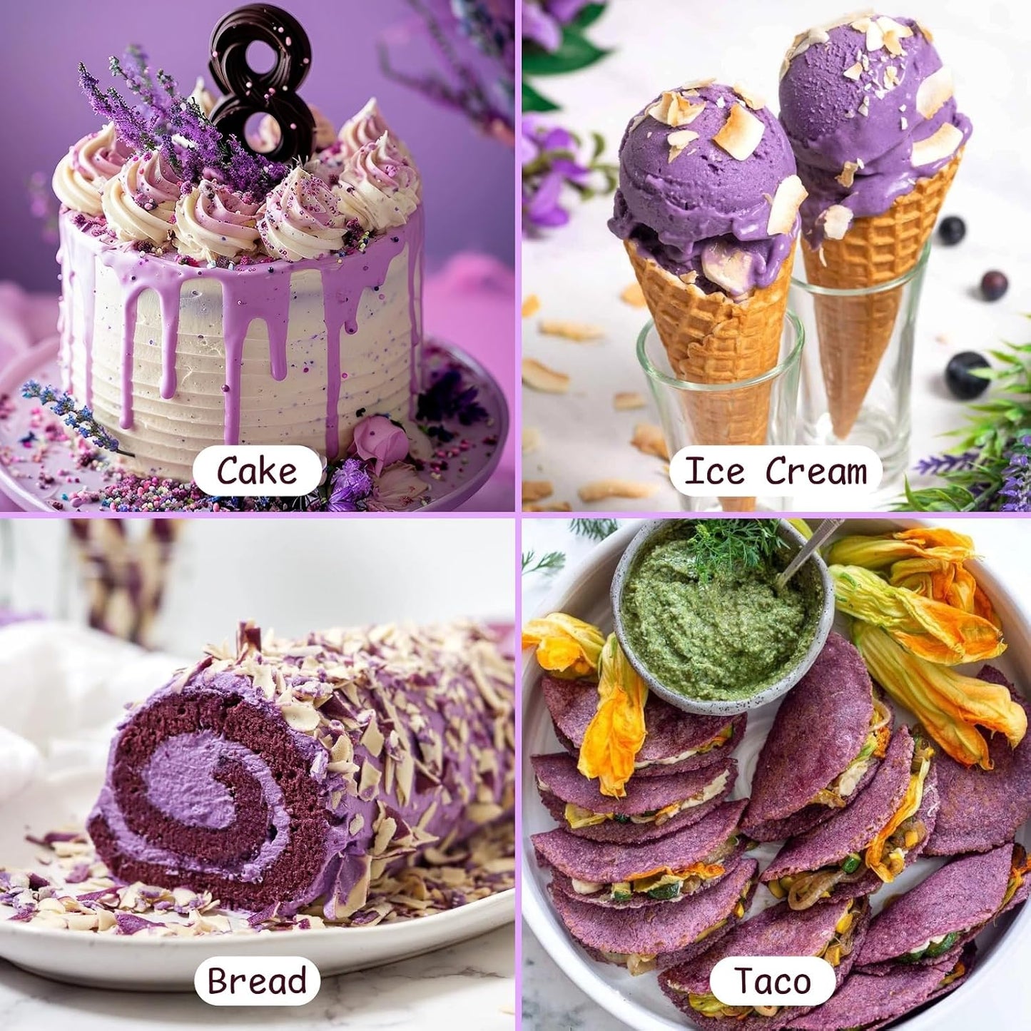 24oz Pure Purple Sweet Potato Powder, 100% Natural Food Coloring for Baking