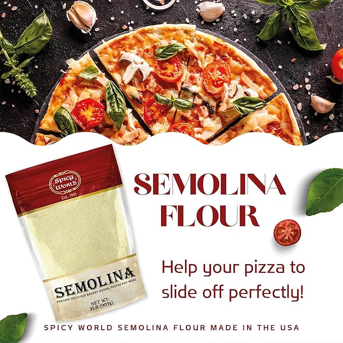 Spicy World Semolina Flour 2 LB (Pack of 6) - Bulk Semolina For Pasta - Fine, Durum Wheat Flour For Bread, Pasta, Pizza, and More! Total 12 LBS
