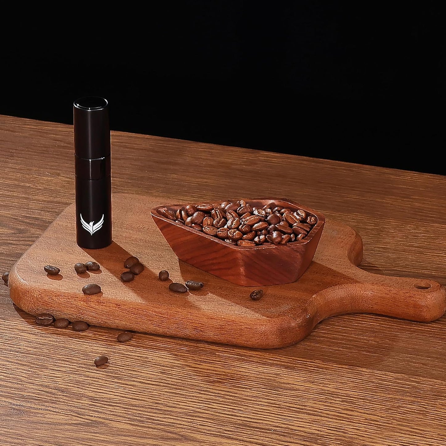 Walnut Coffee Bean Dosing Cup and RDT Coffee Spritzer Gift Set Coffee Bar Accessories Wooden Dosing Vessel Single Dose Coffee Measuring Tray Kit