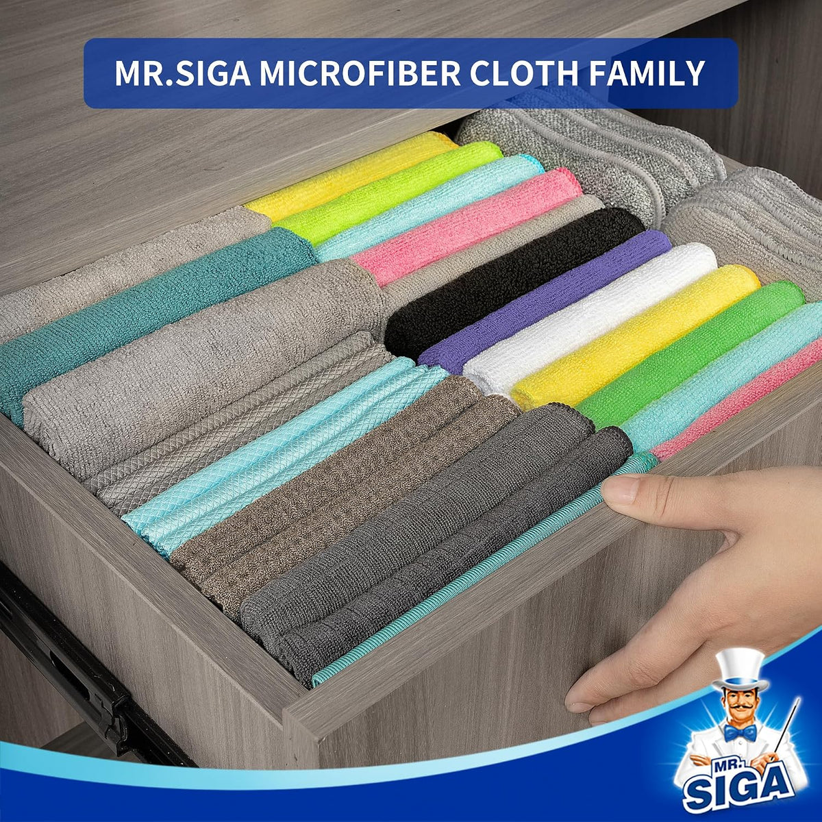 MR.SIGA Microfiber Cleaning Cloths, Streak Free Microfiber Towels, 12 Pack
