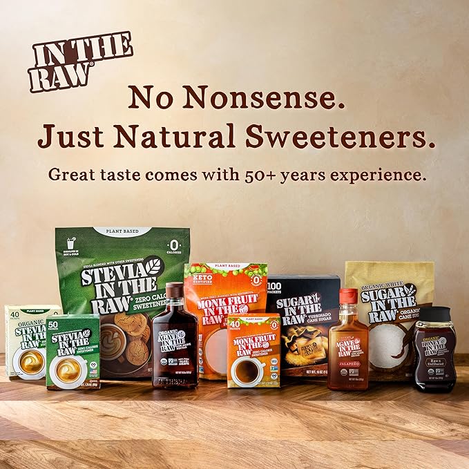 In the Raw Turbinado Sugar Bundle – 2 Lb Box + 200 Cane Sugar Packets, Less-Refined, Natural Sugar