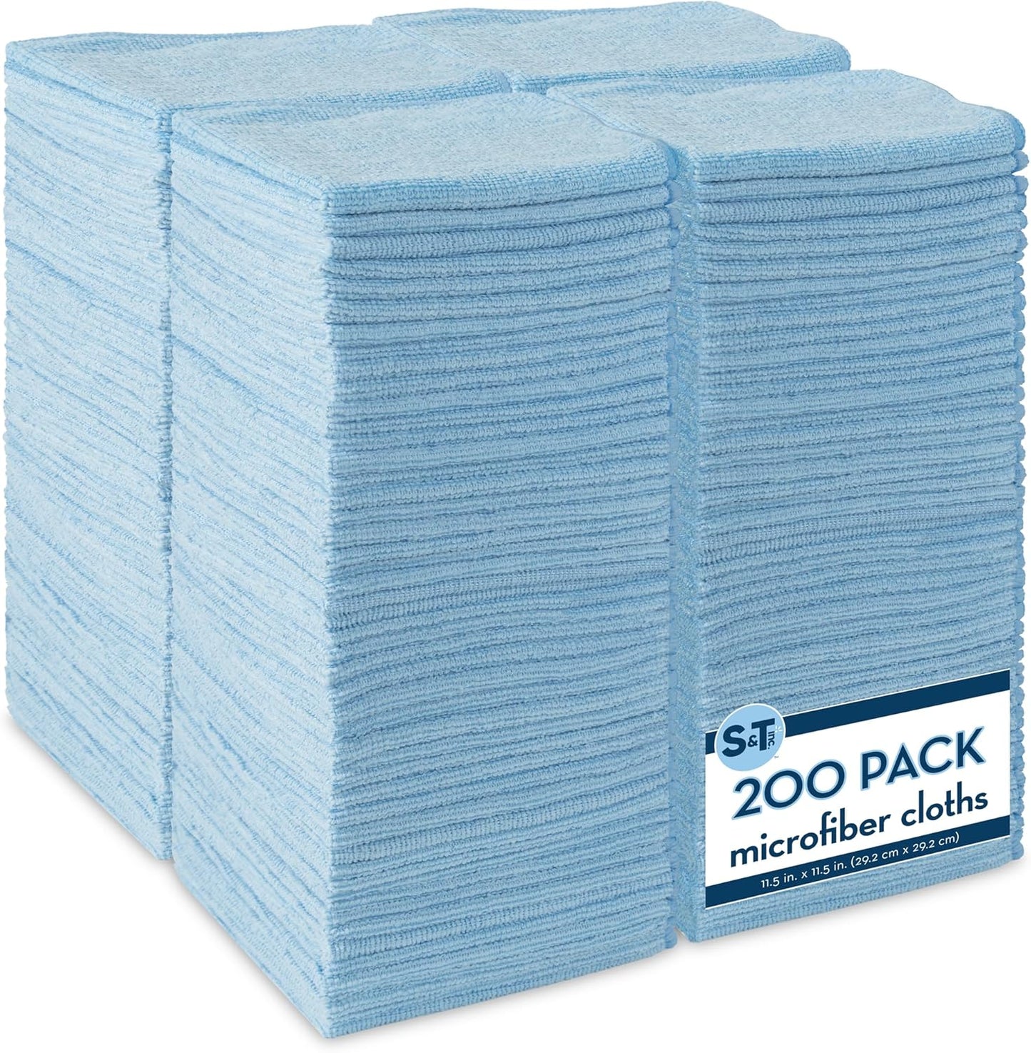 S&T INC. 200 Pack Microfiber Cleaning Cloth, Bulk Towels for Home, Reusable Microfiber Towels for Ca