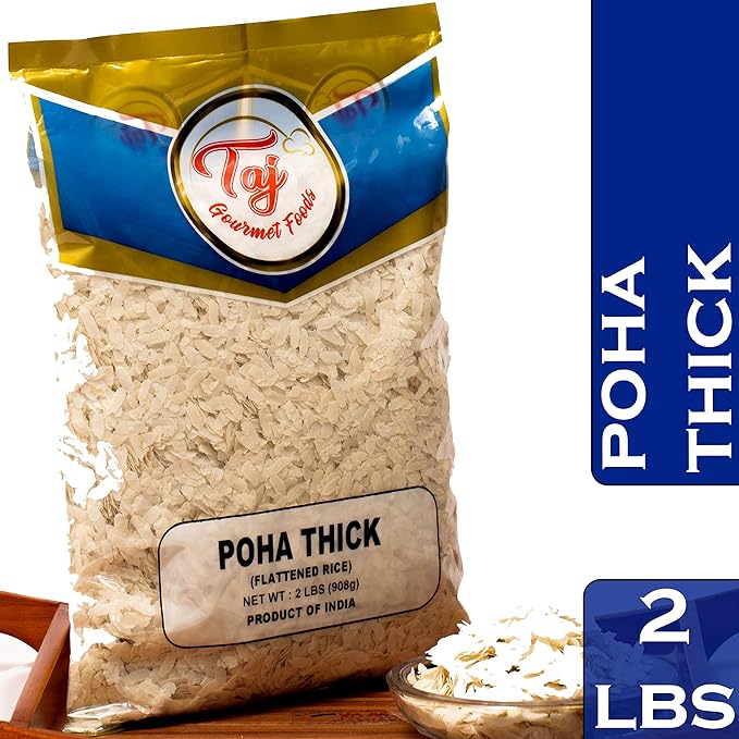 TAJ Poha Thick 2-Pounds | Powa Flattened Rice