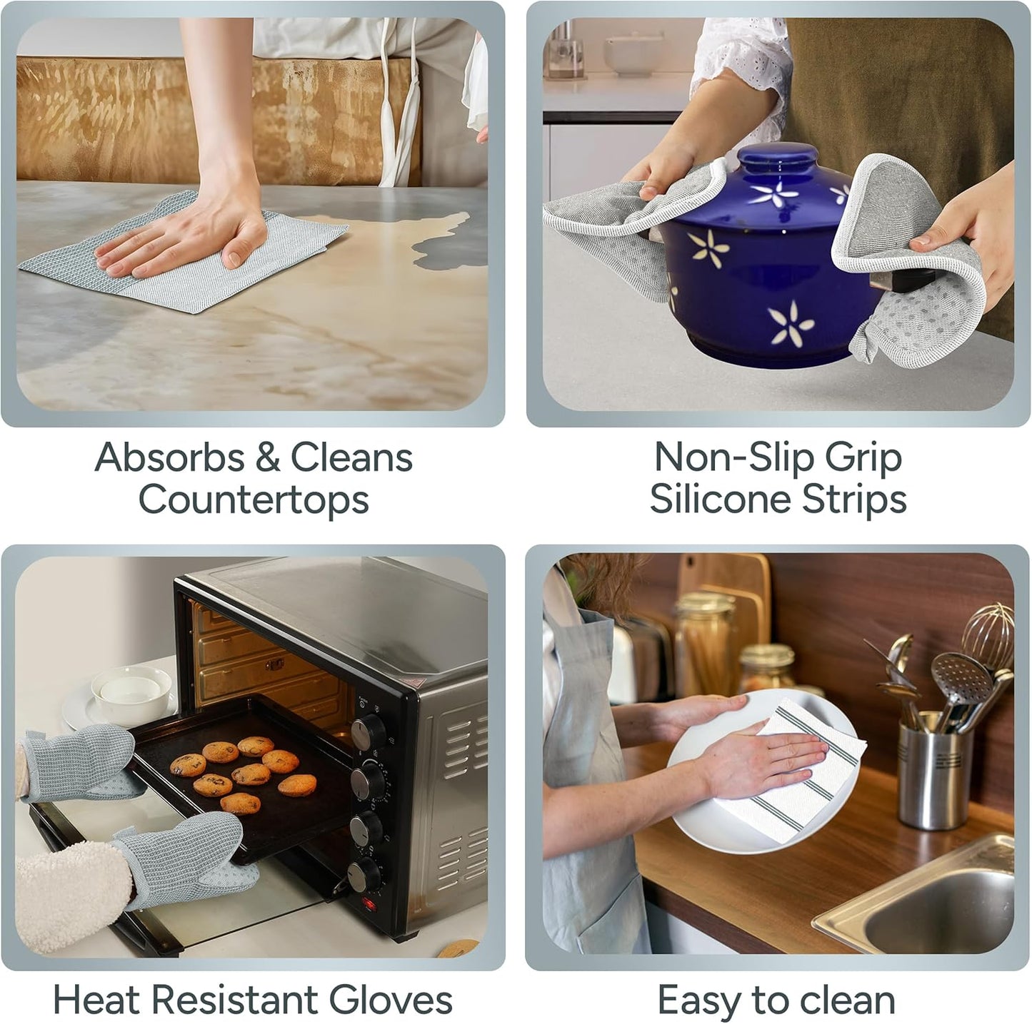 Casa Platino 8-Piece Mini Oven Mitt & Pot Holder Set – 500°F Heat Resistant with Silicone Grip, Includes 2 Kitchen Towels &
