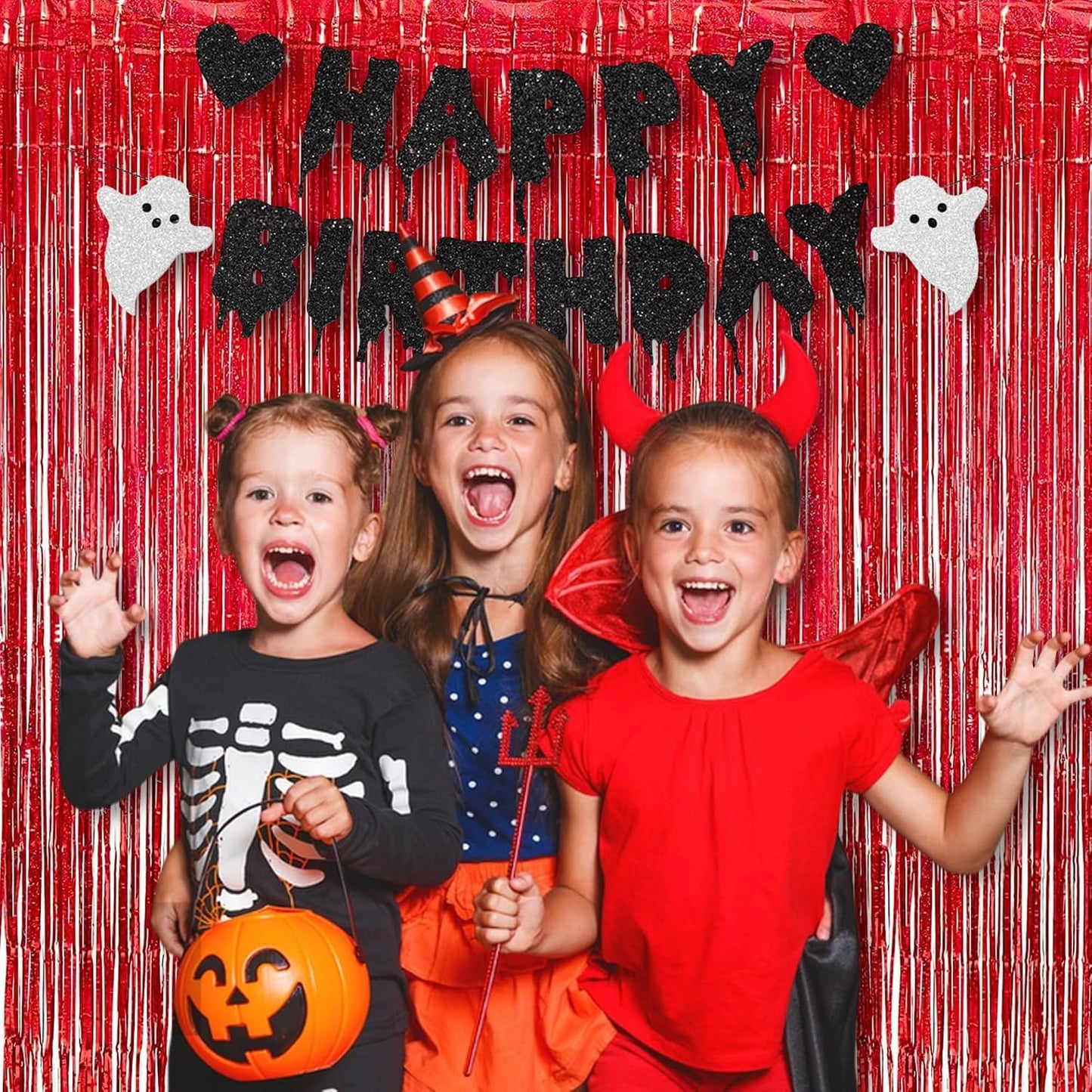 BRAVESHINE Red Streamers Party Backdrop | Foil Curtain | Halloween Decor | 3.2x8.2ft Tinsel Curtains for Graduation/Bachelorette/Anniversary/Engagement/Christmas/Birthday/Bridal Shower Decorations