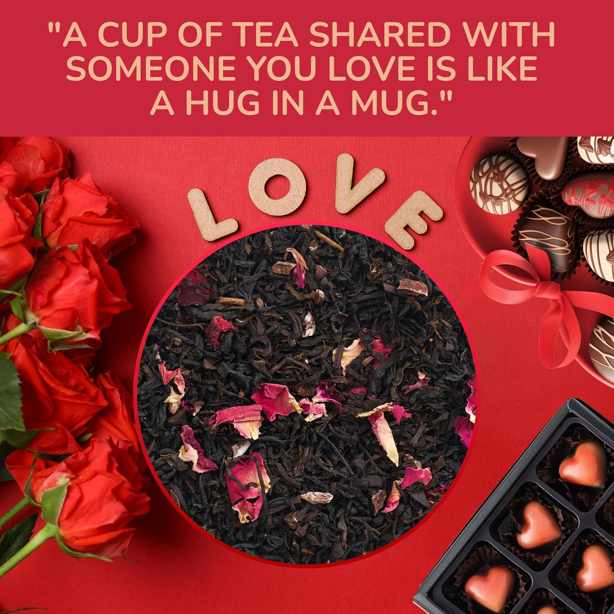 BREWIX Chocolate Rose Black Tea Loose Leaf (50+ Cups, 3.53oz) - Naturally Sweet Dessert Tea with Cocoa & Rose Petals, Caffeinated, Hot or Iced