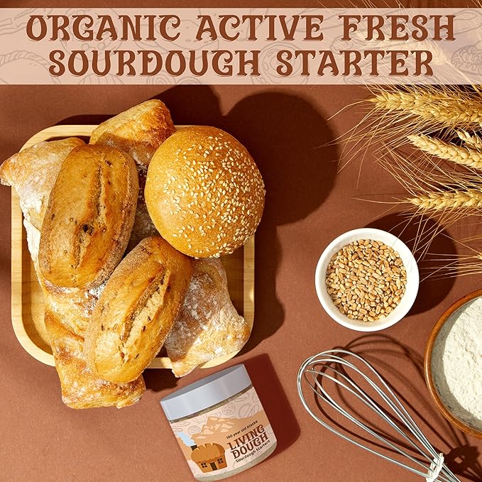Living Dough - 400 Year Old History Black Death Sourdough Starter Culture - Active & Live Organic Sourdough Starter for Baking - For Artisanal Bread, Pizza Dough, Waffles & More