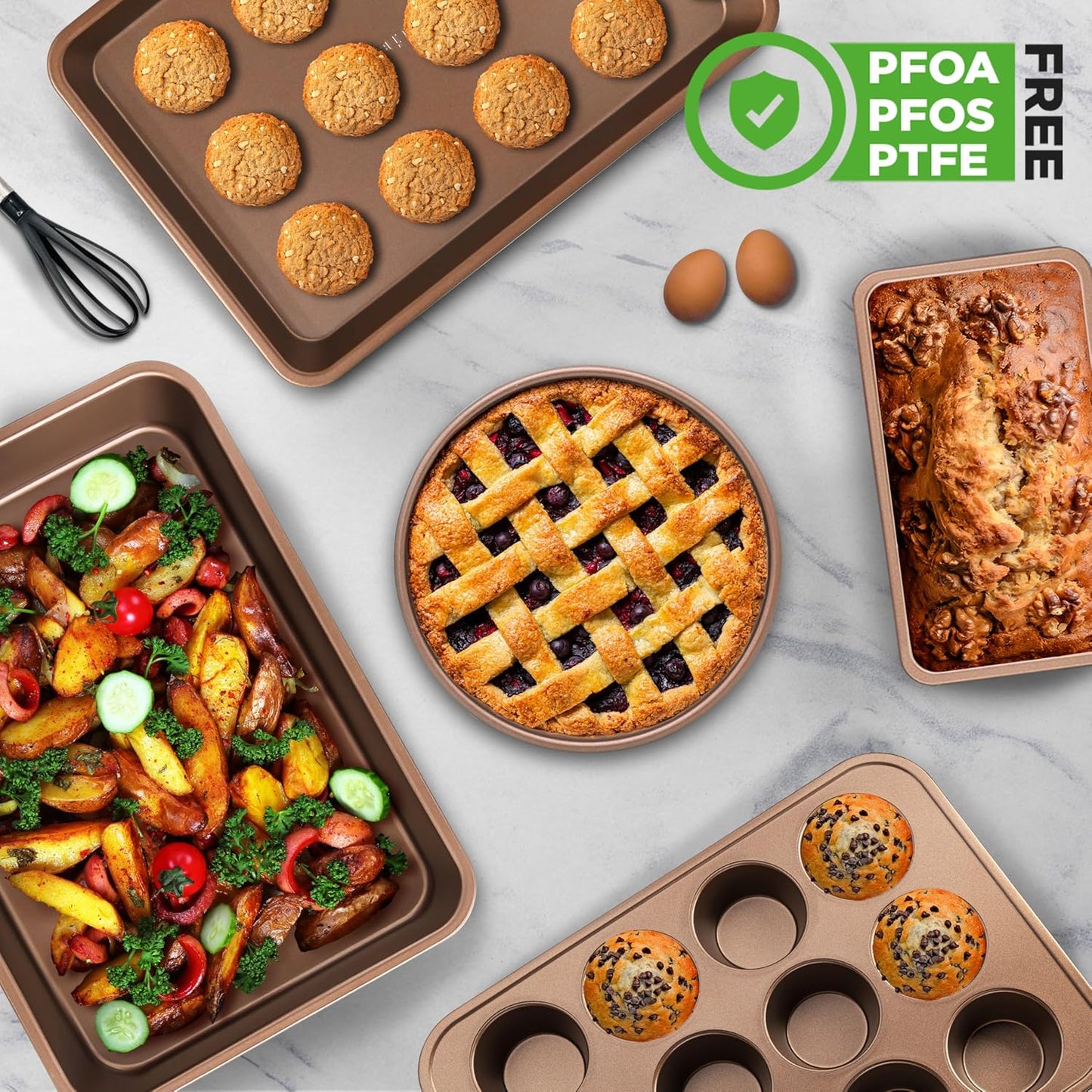 NutriChef 12-cup Golden Oven Muffin Pan, Non-Stick Coated Layer Surface, Even Heating Muffin Tray for Muffins, Cupcakes, Pastries & Mini Pies, Used for Model Number NCBK6TR7 and NCBK6TR7.5