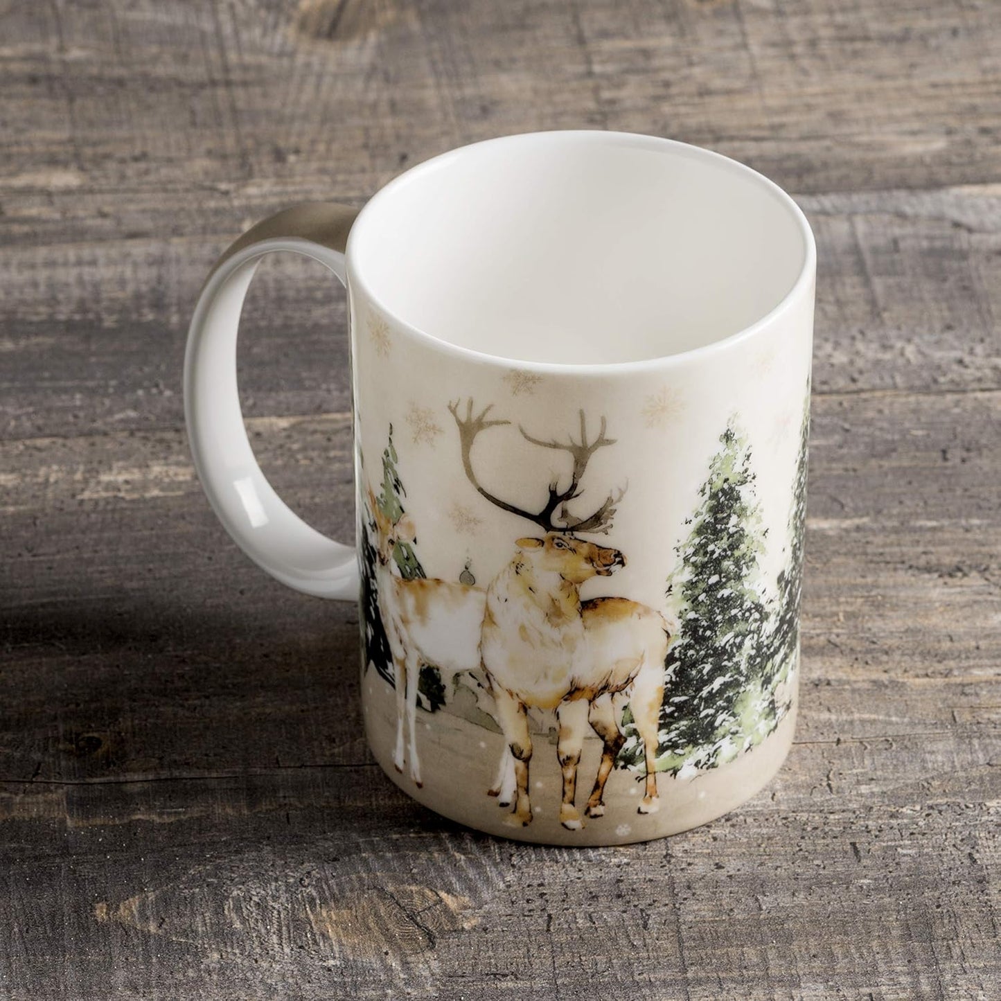 Maison d' Hermine Coffee Mug with Handles Tea Cups (12 Ounce, Pack of 1) | Fine Bone China Coffee Mugs for Hot Beverages Cappuccino Latte Home Hotel Spring Summer -Deer In The Woods - Forest Deer