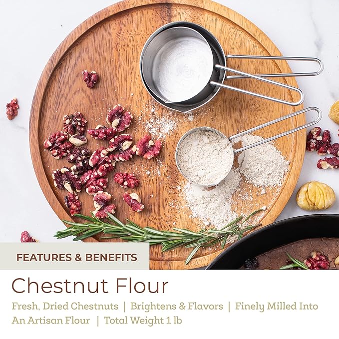 Fresh & Wild | Chestnut Flour | Finely Ground Dried Chestnuts | Gluten-Free Artisan Flour For Baking | Healthy, Paleo Alternative To Wheat Flours | 16 oz | Gourmet, Chef-Inspired Ingredients