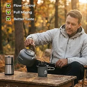 Portable camping coffee pot set ideal for outdoor enthusiasts and campfire brewing
