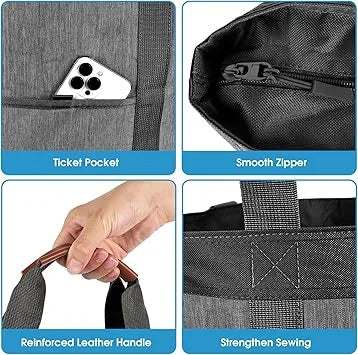 Reusable camping cooler bag with reinforced base and shoulder strap attachment