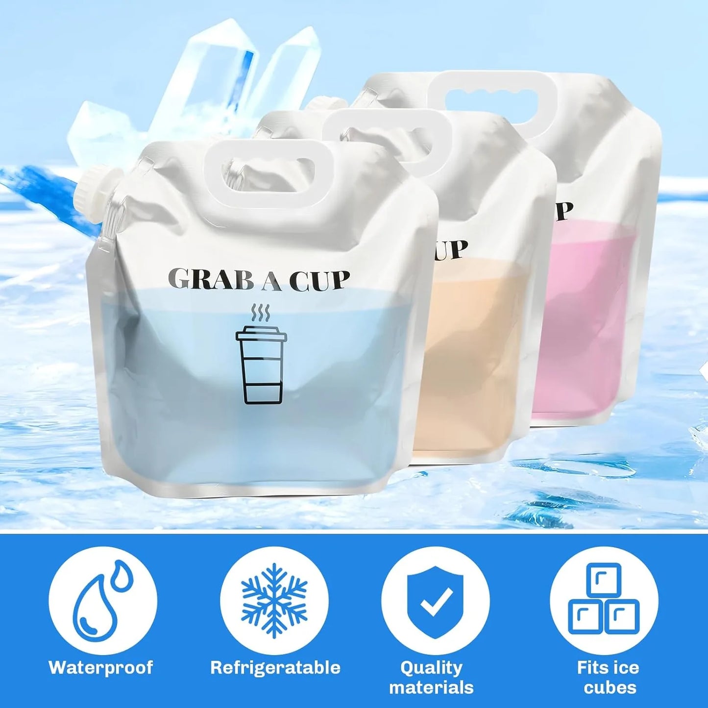 oz water bag storage container with handle hiking camping