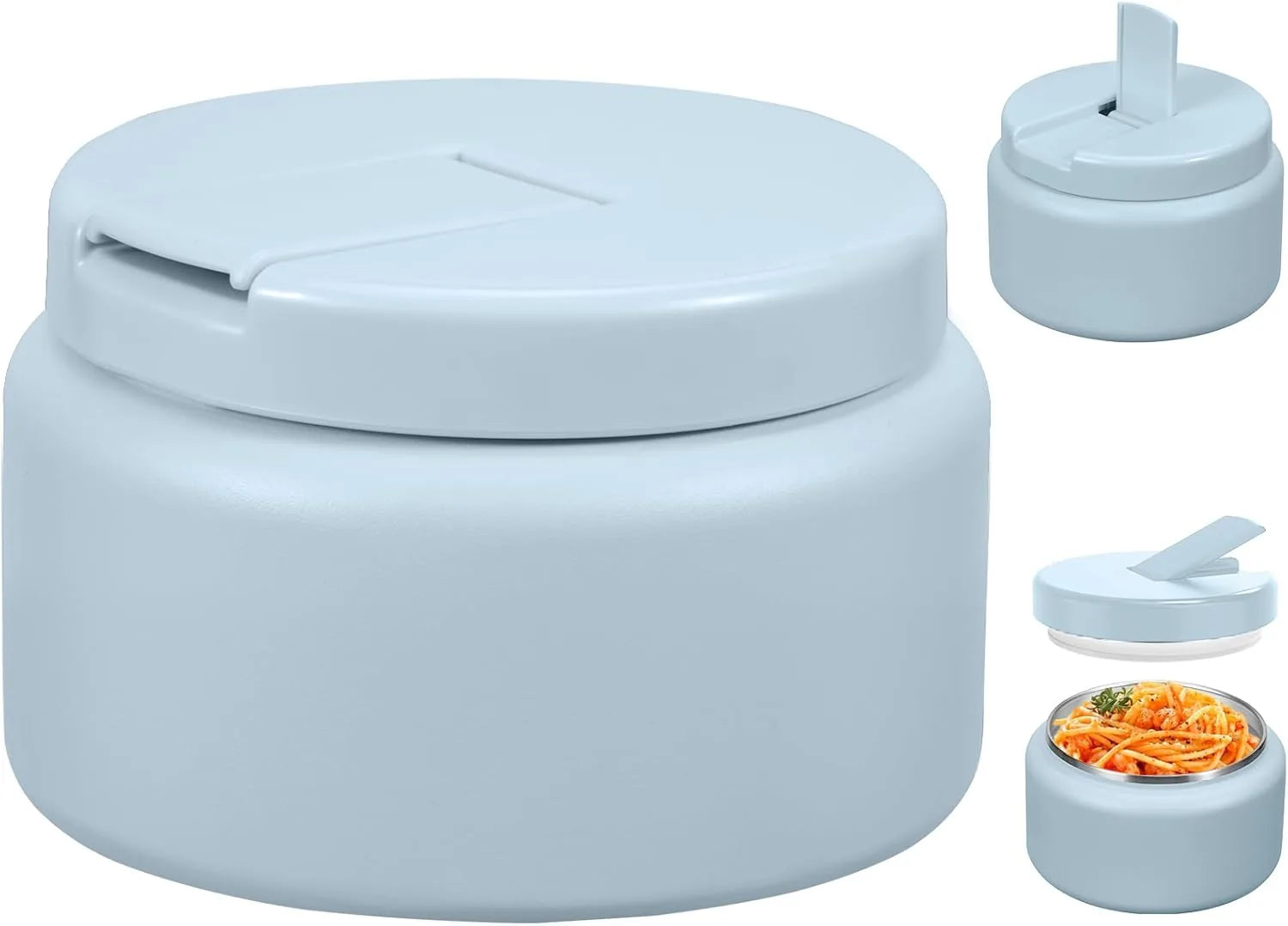 Blue 13.5oz insulated vacuum food jar with buckle lid for kids lunch