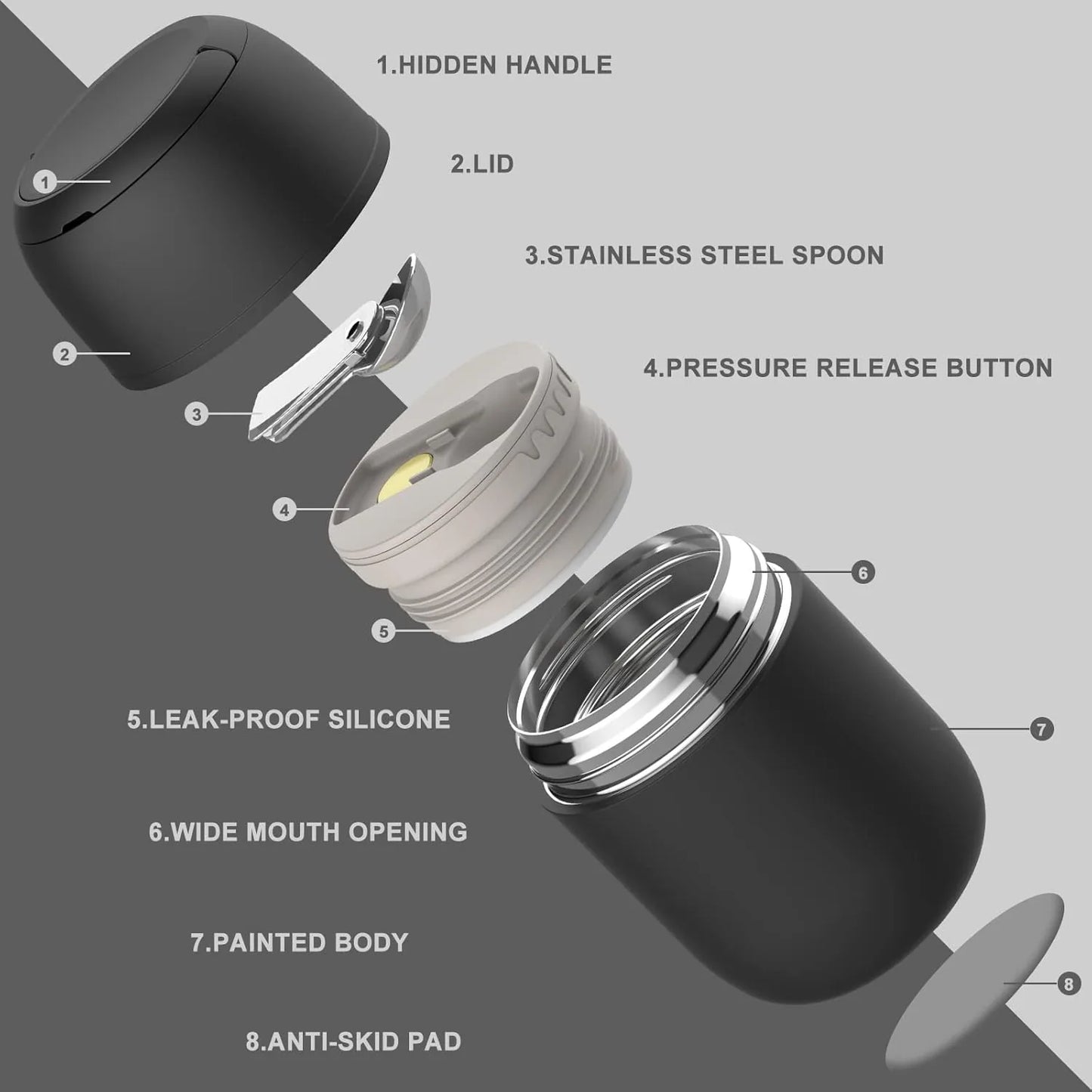 Stainless steel thermos lunch box for school and office use