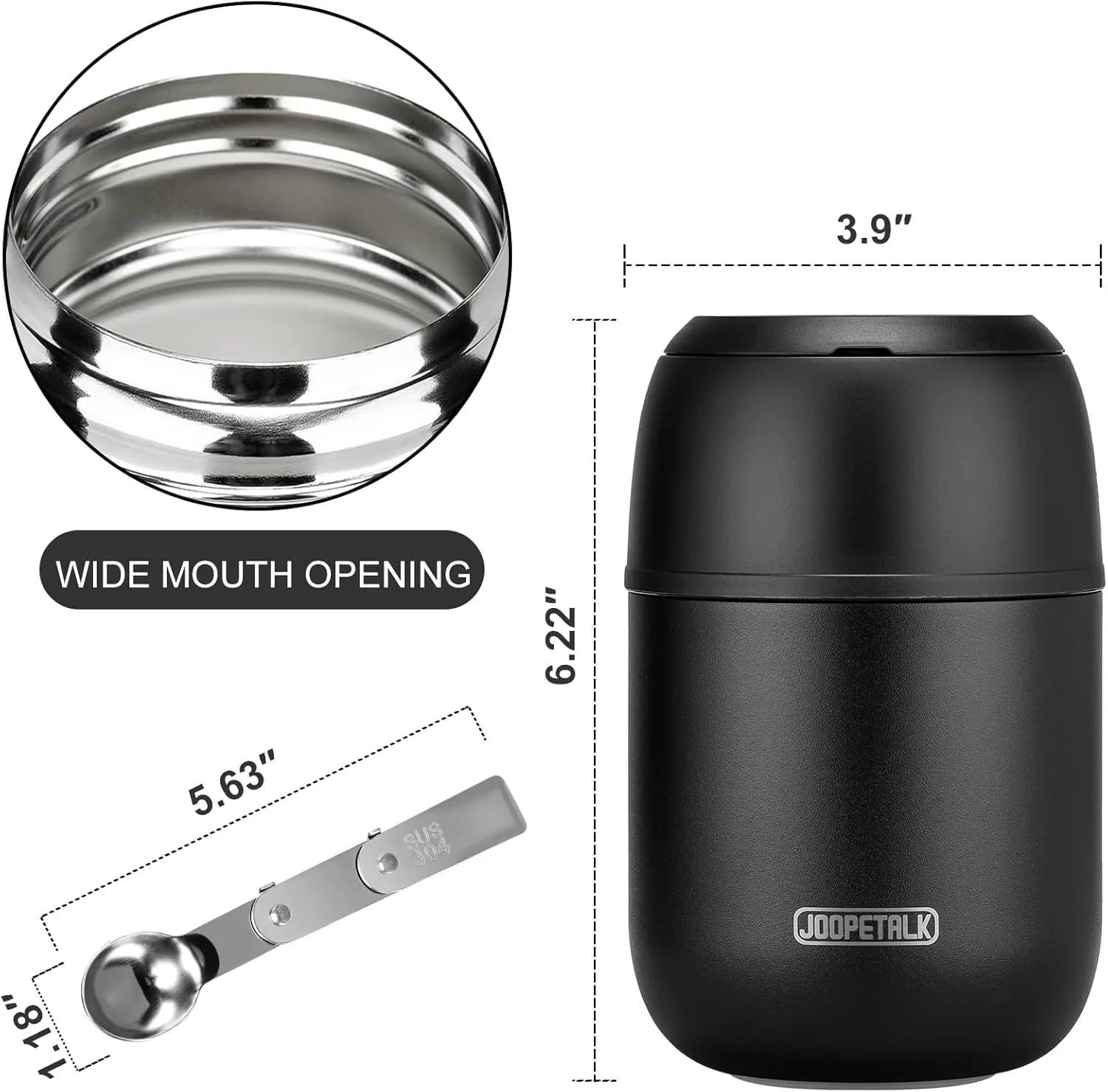 ounce black thermo lunch box for travel and work