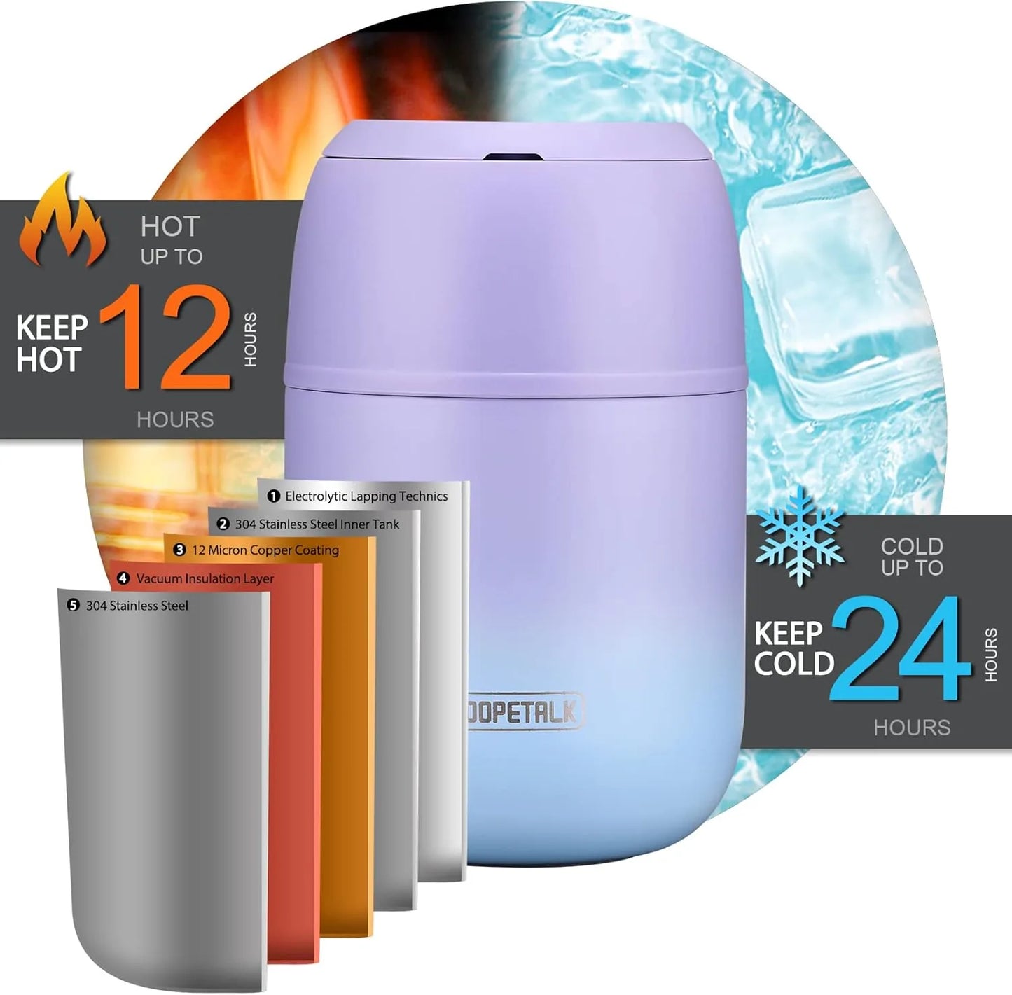 Hot food insulated lunch box thermo jar with carrying handle