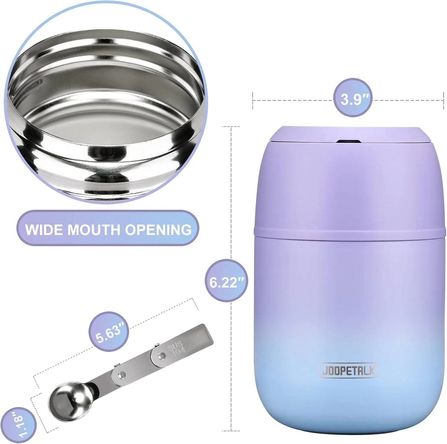 Insulated lunch container vacuum sealed stainless steel thermos for school office