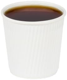 Restaurantware Ripple Wall Coffee Cups 500 Count 4 Ounce Insulated White Paper Cups, Rolled Rim Spill-Resistant Disposable Paper Non-Slip for Coffee, Beverages