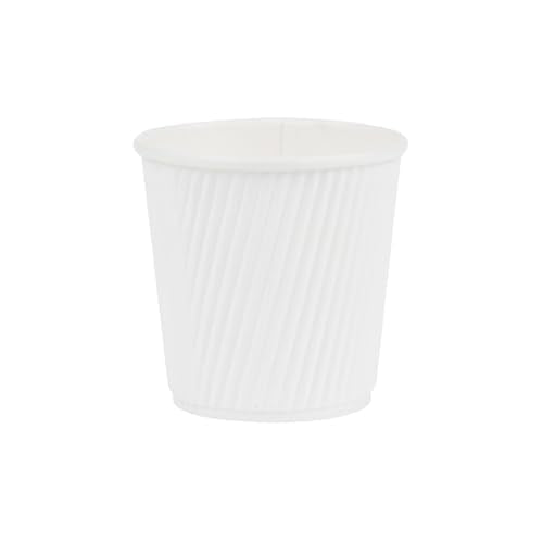 Restaurantware Ripple Wall Coffee Cups 500 Count 4 Ounce Insulated White Paper Cups, Rolled Rim Spill-Resistant Disposable Paper Non-Slip for Coffee, Beverages
