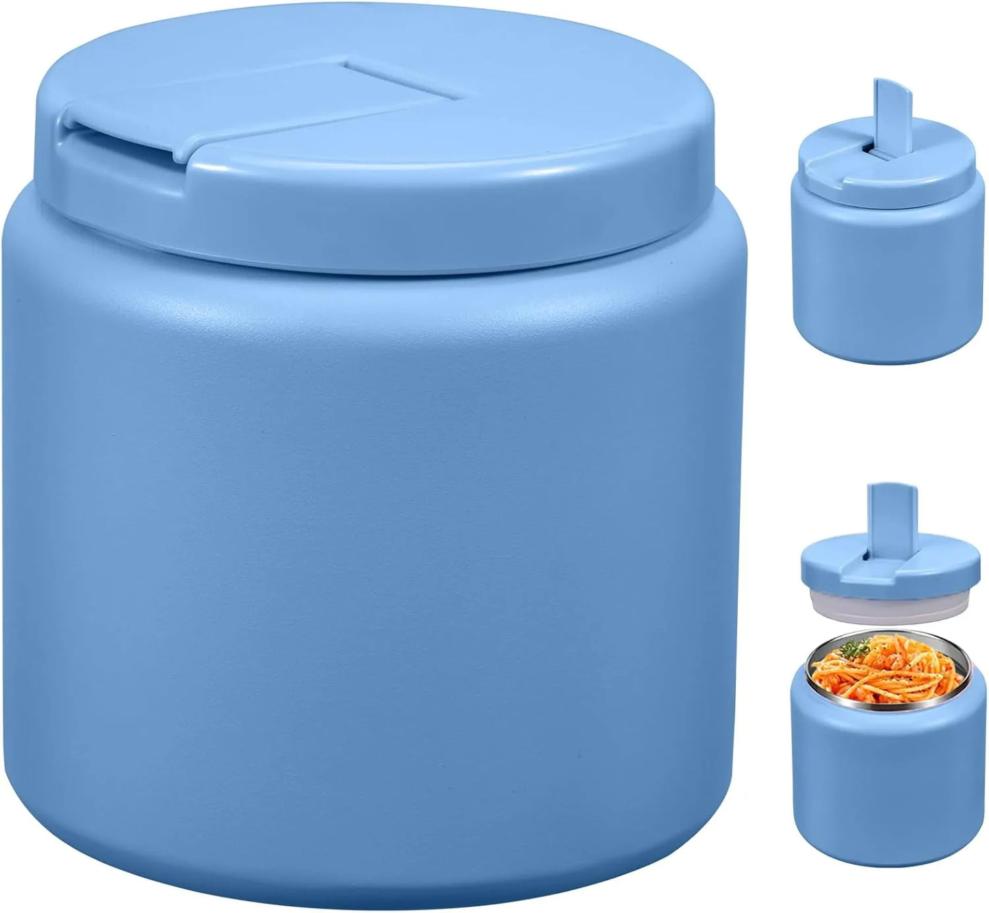 Sky blue insulated vacuum food jar with buckle lid for kids