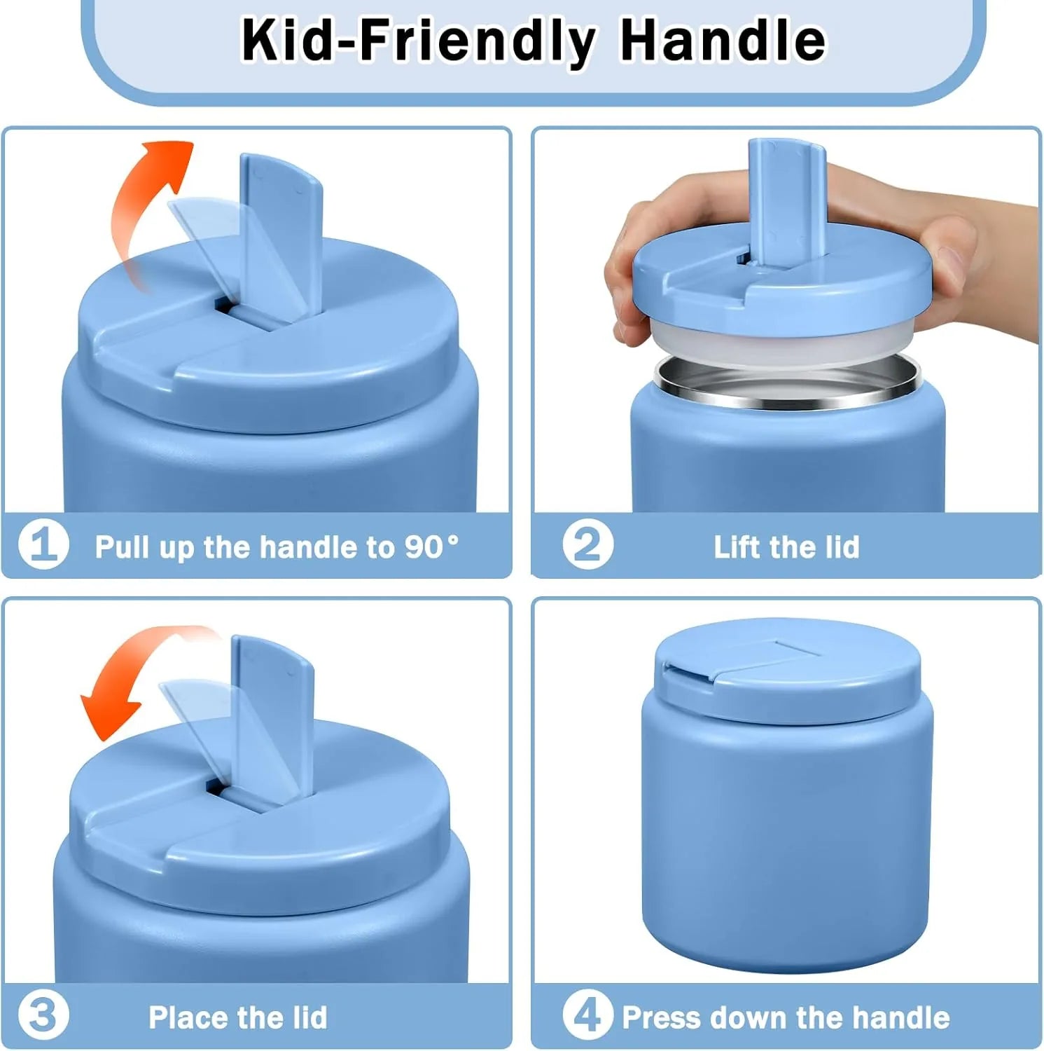 Stainless steel insulated lunch jar buckle lid hot food container kids