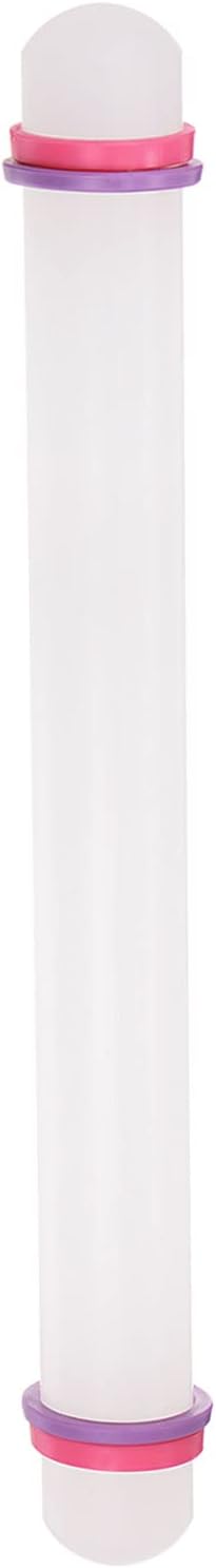 HARFINGTON Fondant Rolling Pin 13 Inch x 0.98 Inch Adjustable Guide Rings Non-Stick PP Plastic Fonda