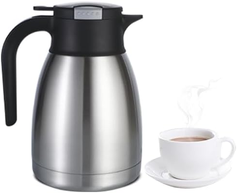 Heritage66 Thermal Coffee Carafe Dispenser, Triple Wall Stainless Steel, Vacuum Insulated, 34 oz/1 Liter, Keeps Hot 12 Hours