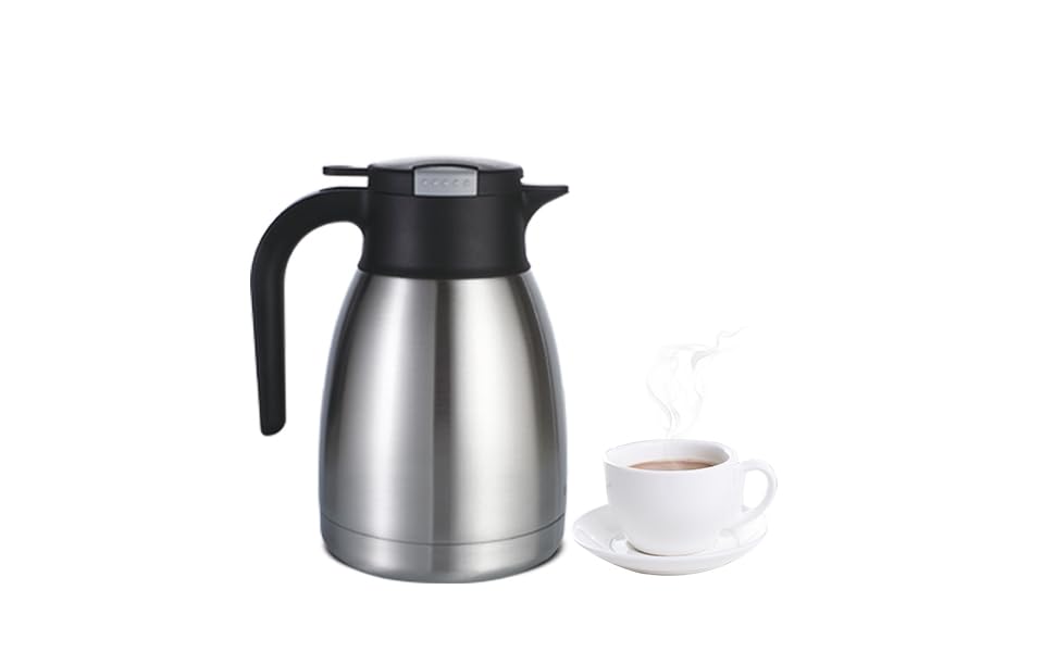 Heritage66 Thermal Coffee Carafe Dispenser, Triple Wall Stainless Steel, Vacuum Insulated, 34 oz/1 Liter, Keeps Hot 12 Hours (1 Liter/ 34 Oz)