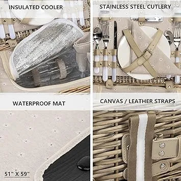 Close-up of insulated liner and waterproof picnic blanket material