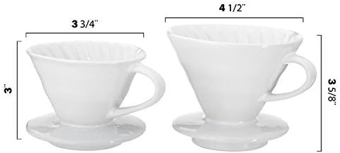 Pour Over Coffee Dripper - Ceramic Slow Brewing Accessories for Home, Cafe, Restaurants - Easy Manual Brew Maker Gift - Strong Flavor Brewer