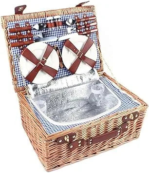 Close-up of handmade wicker weave and insulated cooler compartment materials