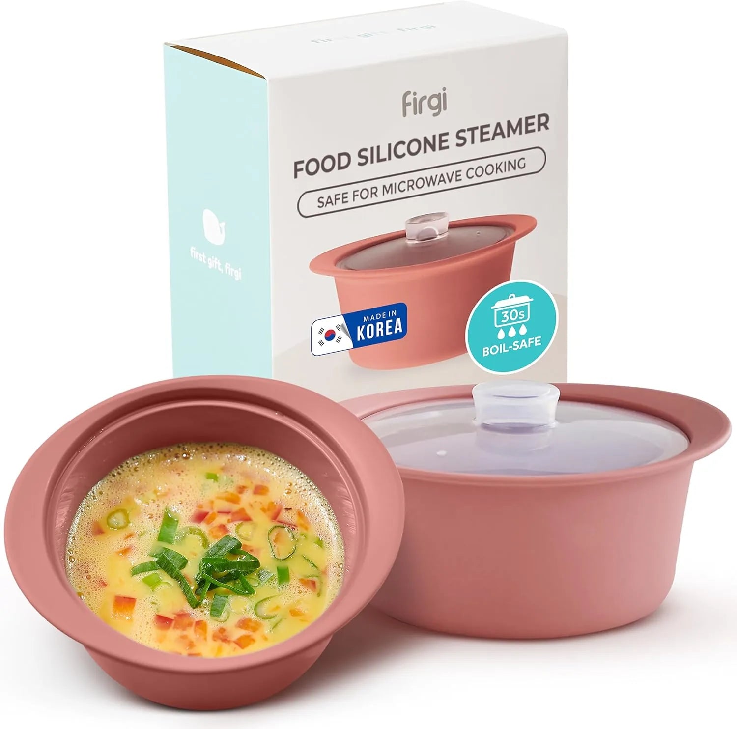 oz platinum silicone microwave steamer pot with heat-resistant handle and lid