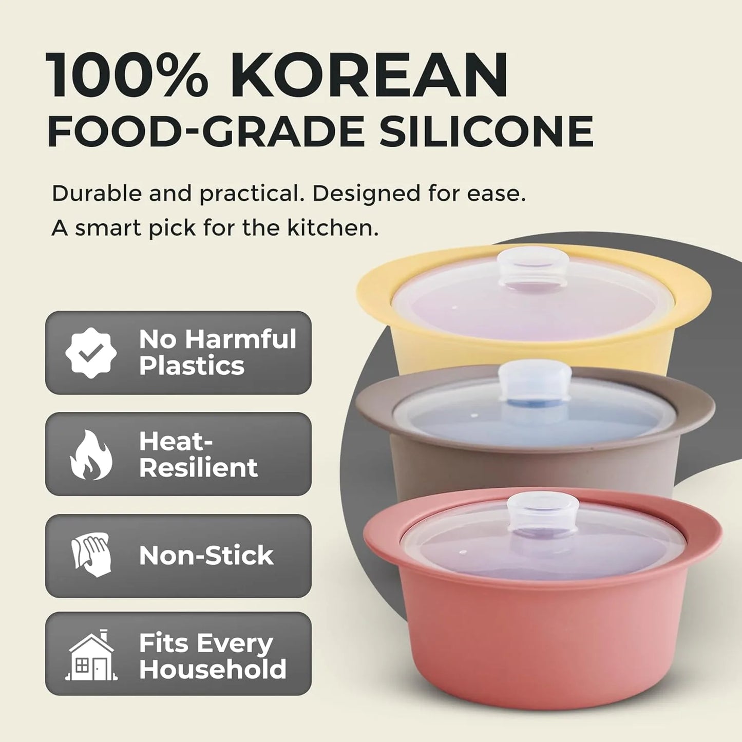 Korea food-grade silicone steamer bowl with steam holes and dry rose color