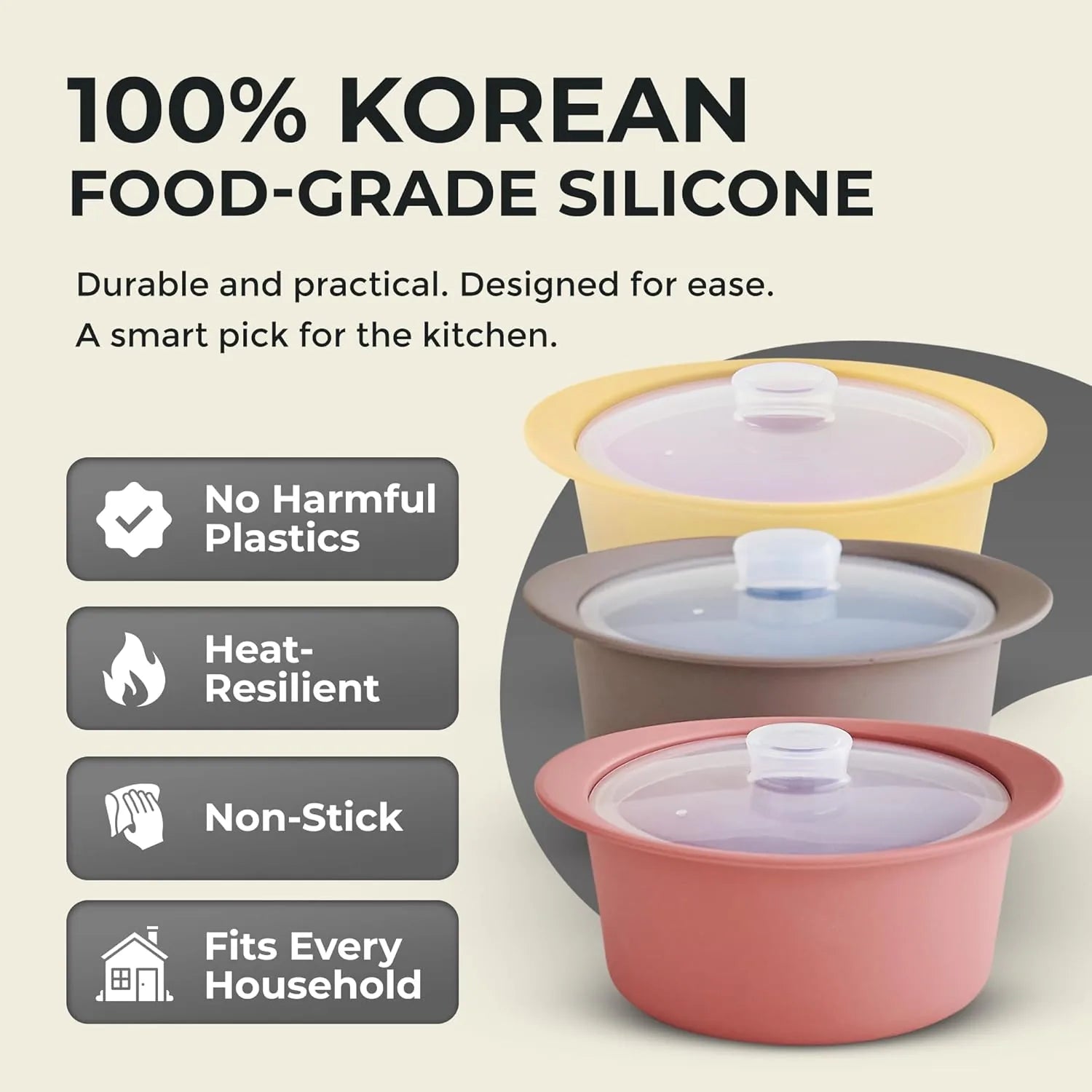 Korea food-grade silicone steamer bowl with steam holes and dry rose color