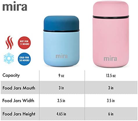 MIRA 9oz Insulated Food Jar Thermo for Hot Food &amp; Soup, Compact Stainless Steel Vacuum Lunch Container - White
