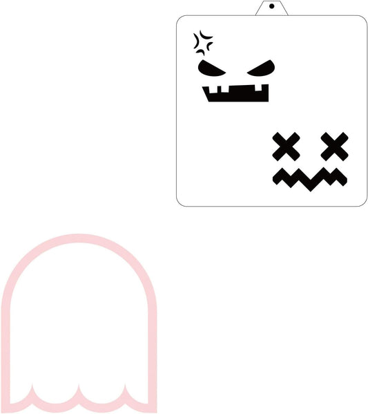 Halloween Ghost Faces Cookie Cutter and Stencil Set Bundle Kit PYO Cookies Paint Your Own Diy Bakery Fondant Sugar Happy