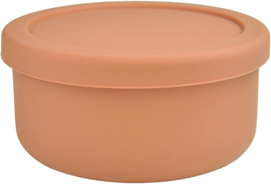 XU&PEIQI 24oz Covered Silicone Lunch Salad Bowl, Round Fruit & Snack Container, Perfect for Meal Prep & Leftovers, Soup &