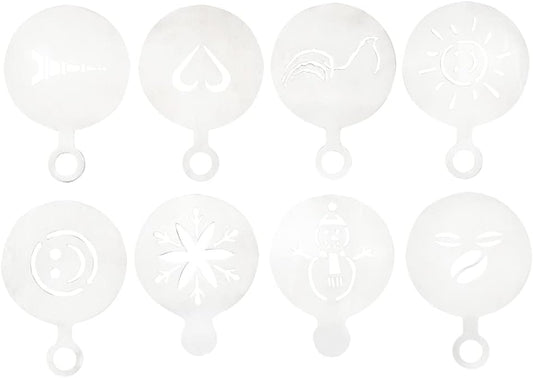 Restaurantware Restpresso 4.75 Inch Latte Stencil Set 8 Heat-Resistant Coffee Stencils - Coffee Art Templates Decorate
