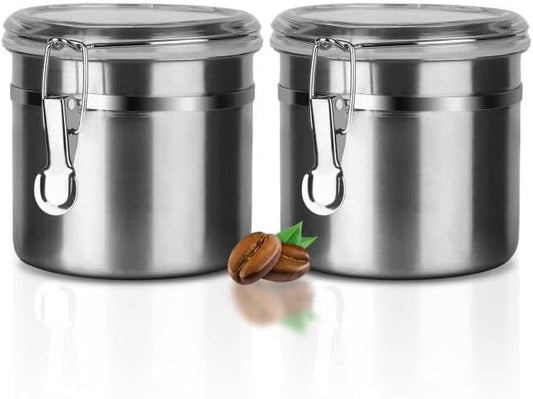 Stainless Steel Food Container with Clear Lids Airtight Storage Container Stackable Small Canisters Kitchen Pantry Storage