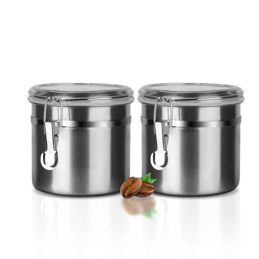 Walktosun Stainless Steel Food Container with Clear Lids Airtight Storage Container Stackable Small Canisters Kitchen Pantry Storage for Cereal, Snacks, Candy, Herbs, Spices, Sugar, Tea (1.2L Silver)