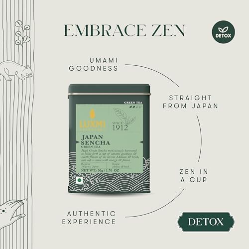 Luxmi Estates Japanese Sencha Green Tea 50g/1.76oz (25 Cups)|Authentic First Flush Sencha Loose Leaf|Mild Rich &amp; Refreshing
