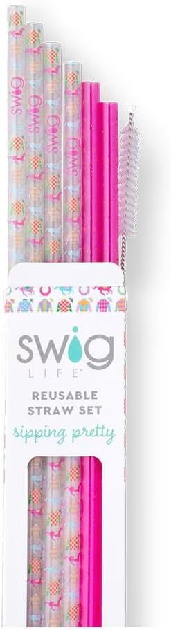 Swig Life Reusable Straw Set with Cleaning Brush, Go Baby Go | Reusable Straw Set - Cleaning Brush Included - 14 Inch Long - Accessories for Cups &amp; Mugs